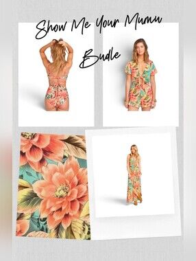 SHOW ME YOUR MUMU X REVOLVE Tropical Print Bikini Romper & Dress Bundle - Large